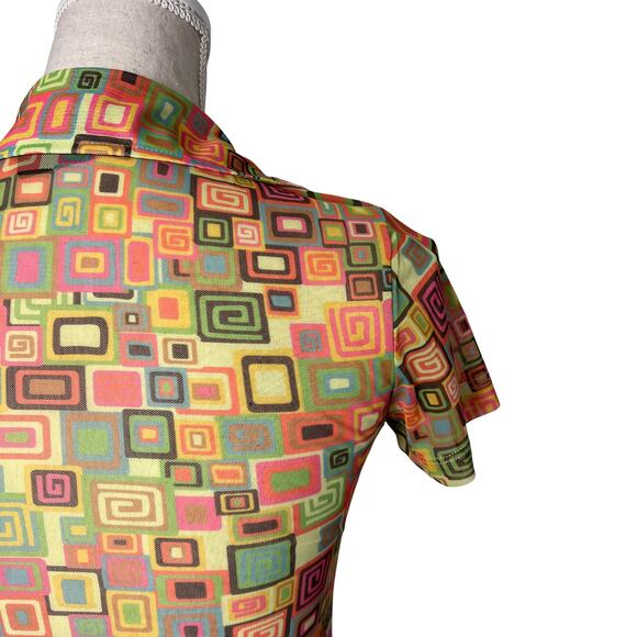 The Ragged Priest Bad Trip Mesh Shirt Dress 70s Retro Rave Festival Sheer - Picture 7 of 11